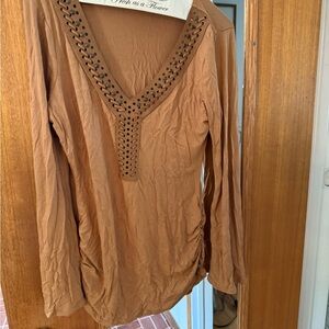 Brown Long Sleeve Women's Top